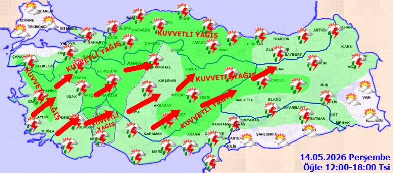 HAVA DURUMU TAHMİNLERİ İL İL | Bugün (14 Mayıs) hava nasıl olacak Yağmur yağacak mı Meteorolojiden İstanbul ve birçok ile son dakika sağanak uyarısı