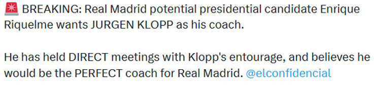 Real Madridde Klopp sesleri Başkan adayı ile görüştü