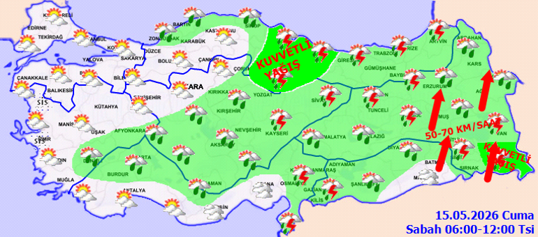 Son dakika günün hava durumu tahminleri il il 15 Mayıs 2026 | Bugün hava nasıl olacak İstanbulda yağmur var mı Meteorolojiden İstanbul ve birçok ile hafta sonu uyarısı