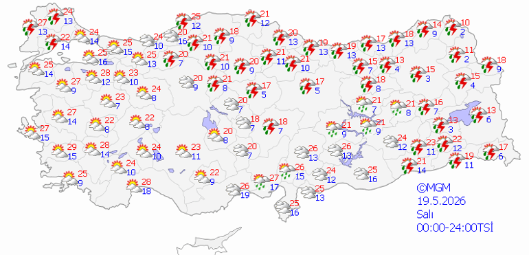Son dakika hava durumu tahminleri il il | Bugün hava nasıl olacak 19 Mayısta yağmur yağacak mı Meteorolojiden kuvvetli sağanak yağış uyarısı