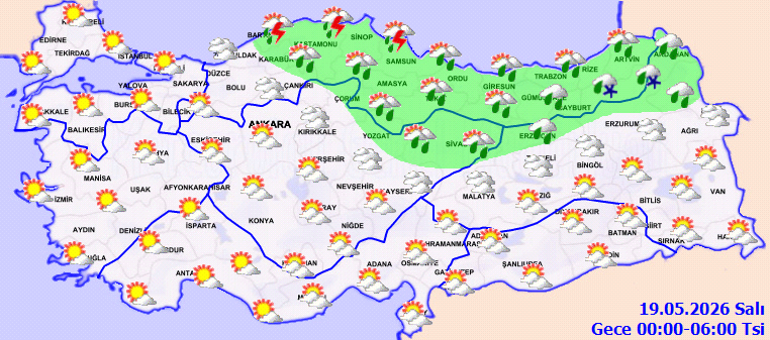 Son dakika hava durumu tahminleri il il | Bugün hava nasıl olacak 19 Mayısta yağmur yağacak mı Meteorolojiden kuvvetli sağanak yağış uyarısı