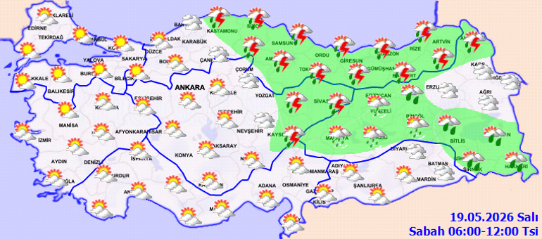 Son dakika hava durumu tahminleri il il | Bugün hava nasıl olacak 19 Mayısta yağmur yağacak mı Meteorolojiden kuvvetli sağanak yağış uyarısı
