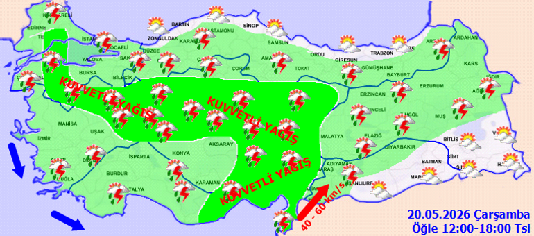 Son dakika yağış uyarısı | Bugün (20 Mayıs) hava nasıl olacak Yağmur yağacak mı Meteoroloji hava durumu tahminleri il il yayınlandı İstanbul ve birçok ilde etkili olacak...