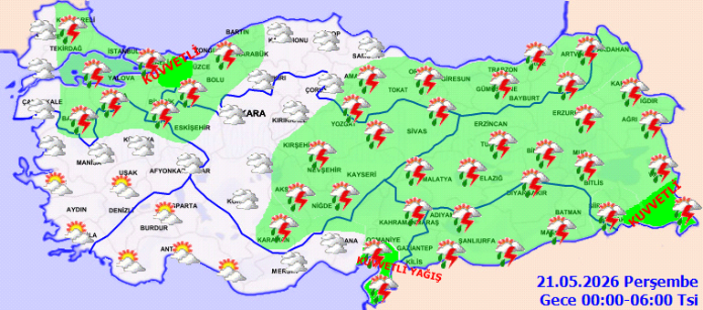 Bugün (21 Mayıs) hava nasıl olacak İstanbulda yağmur var mı, havalar ne zaman ısınacak Meteorolojiden İstanbul ve birçok ile yeni uyarı İşte il il hava durumu raporları