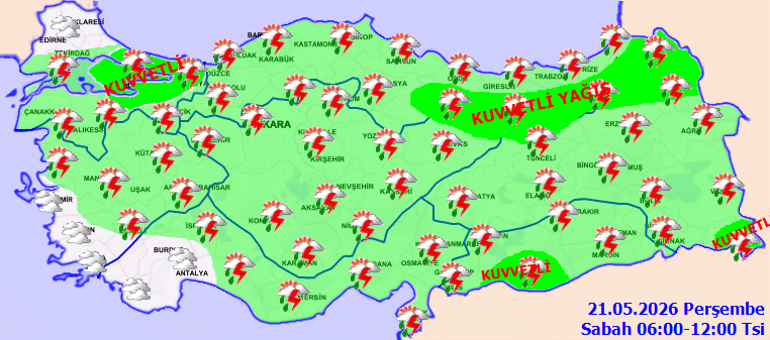 Bugün (21 Mayıs) hava nasıl olacak İstanbulda yağmur var mı, havalar ne zaman ısınacak Meteorolojiden İstanbul ve birçok ile yeni uyarı İşte il il hava durumu raporları