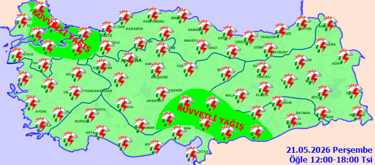 Bugün (21 Mayıs) hava nasıl olacak İstanbulda yağmur var mı, havalar ne zaman ısınacak Meteorolojiden İstanbul ve birçok ile yeni uyarı İşte il il hava durumu raporları