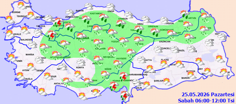 Son dakika hava durumu tahminleri il il | Bugün (25 Mayıs) hava nasıl olacak İstanbulda yeni haftada yağmur yağacak mı Meteorolojiden 5 ile sağanak yağış uyarısı