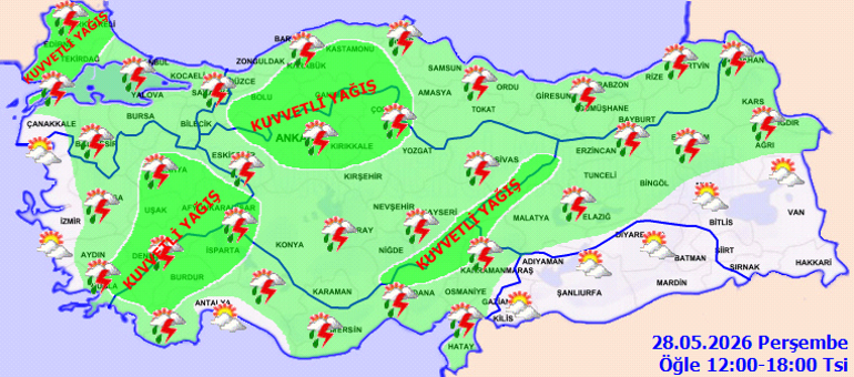 GÜNÜN SON DAKİKA HAVA DURUMU UYARISI | Bugün hava nasıl olacak Bayramın 2. günü yağmur yağacak mı Meteoroloji duyurdu: İstanbul ve birçok ile sağanak geliyor İşte il il 28 Mayıs hava durumu tahminleri
