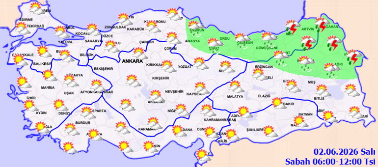 HAVA DURUMU TAHMİNLERİ İL İL | Bugün (2 Haziran) hava nasıl olacak Bu hafta yağmur yağacak mı Meteorolojiden Ankara ve birçok ile son dakika sağanak uyarısı
