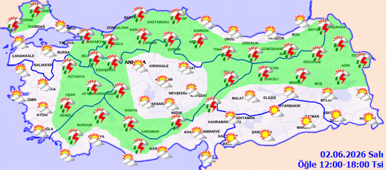 HAVA DURUMU TAHMİNLERİ İL İL | Bugün (2 Haziran) hava nasıl olacak Bu hafta yağmur yağacak mı Meteorolojiden Ankara ve birçok ile son dakika sağanak uyarısı