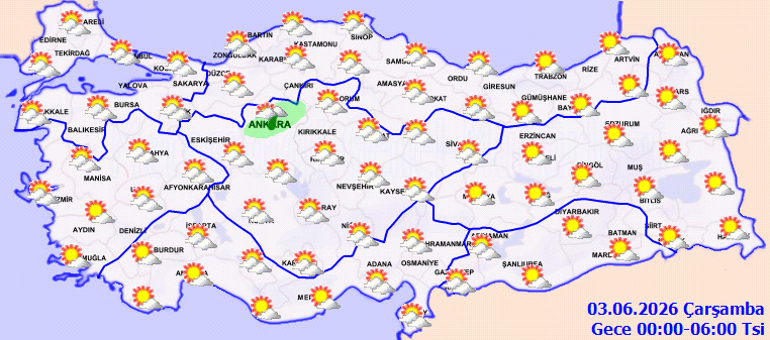Bugün (3 Haziran) hava nasıl olacak Yağmur yağacak mı Meteoroloji duyurdu 4 il için sarı kodlu uyarı İşte il il hava durumu raporları