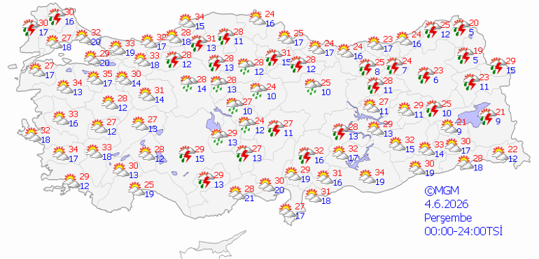 Bugünün Hava durumu tahminleri il il 4 Haziran 2026 | Bugün hava nasıl olacak Yağmur yağacak mı Meteorolojiden 6 ile son dakika yağış uyarısı