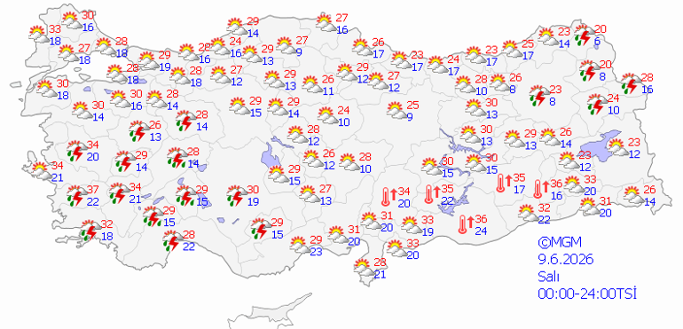 Bugün (9 Haziran) hava nasıl olacak Yeni haftada yağmur yağacak mı Meteoroloji duyurdu: Sıcaklıklar mevsim normallerinin üzerine çıkıyor İşte hava durumu tahminleri il il