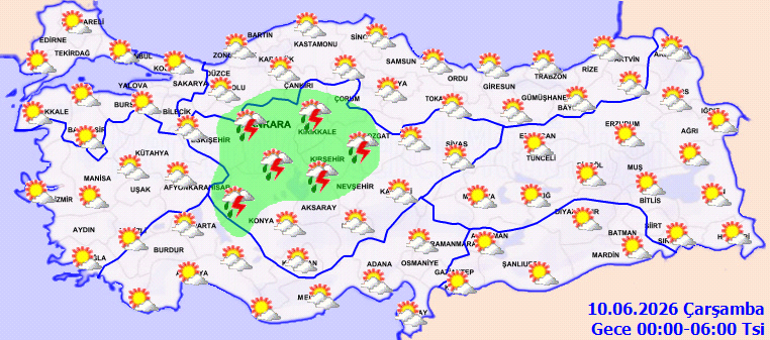Son dakika hava durumu tahminleri il il | Bugün (10 Haziran) hava nasıl olacak Yağmur yağacak mı Meteorolojiden 9 ile sağanak yağış uyarısı
