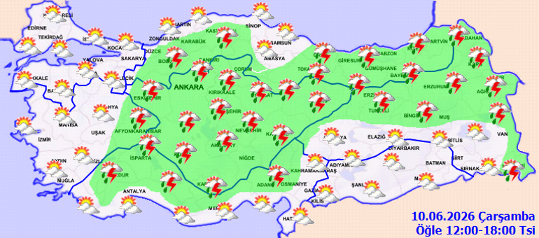 Son dakika hava durumu tahminleri il il | Bugün (10 Haziran) hava nasıl olacak Yağmur yağacak mı Meteorolojiden 9 ile sağanak yağış uyarısı