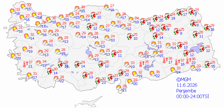 Son dakika hava durumu tahminleri il il | Yarın (11 Haziran) hava nasıl olacak İstanbulda yağmur yağacak mı Meteorolojiden 6 ile kuvvetli yağış uyarısı