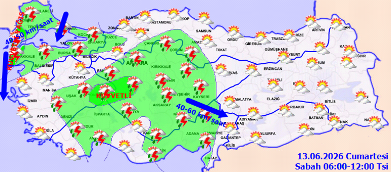 Son dakika hava durumu tahminleri il il | Bugün (13 Haziran) hava nasıl olacak Hafta sonu yağmur yağacak mı Meteoroloji ve İçişleri Bakanlığından bazı iller için sarı kodlu uyarı