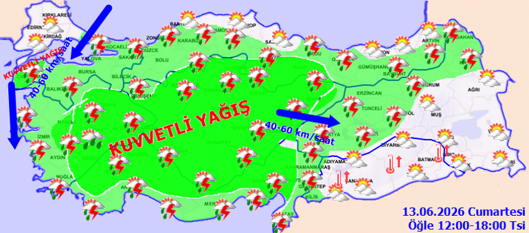 Son dakika hava durumu tahminleri il il | Bugün (13 Haziran) hava nasıl olacak Hafta sonu yağmur yağacak mı Meteoroloji ve İçişleri Bakanlığından bazı iller için sarı kodlu uyarı