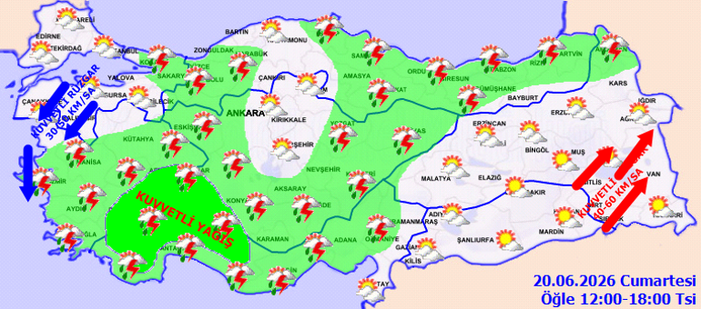 Kuvvetli yağış, fırtına ve toz taşınımı...