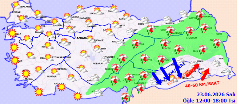 Meteorolojiden kuvvetli rüzgar ve toz taşınımı uyarısı Bugün hava nasıl olacak İşte son hava durumu tahmini...