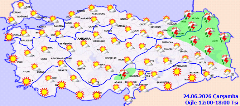  Sıcaklık mevsim normallerinin üzerinde, Doğuda sağanak var