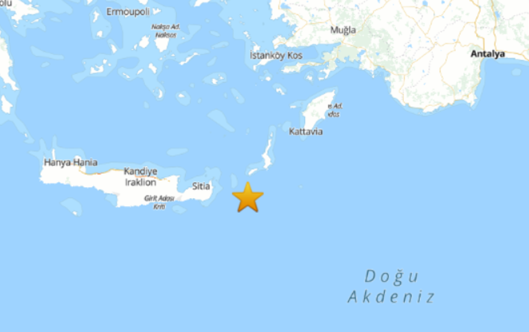 Akdenizde 4.9 büyüklüğünde deprem