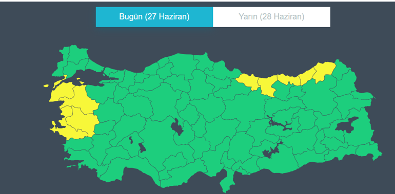 9 il için sarı kodlu meteorolojik uyarı | Kuvvetli yağış ve fırtına bekleniyor