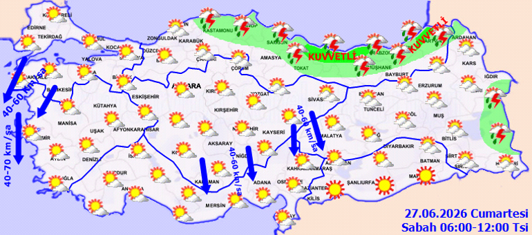 9 il için sarı kodlu meteorolojik uyarı | Kuvvetli yağış ve fırtına bekleniyor