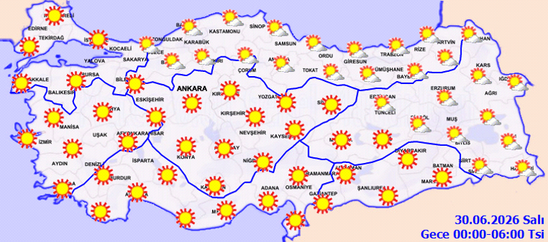 Son dakika hava durumu tahminleri il il | Yarın (30 Haziran) hava nasıl olacak Yağmur yağacak mı Meteoroloji duyurdu Sıcaklıklar artıyor...