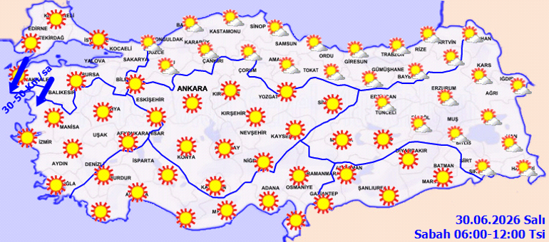 Son dakika hava durumu tahminleri il il | Yarın (30 Haziran) hava nasıl olacak Yağmur yağacak mı Meteoroloji duyurdu Sıcaklıklar artıyor...