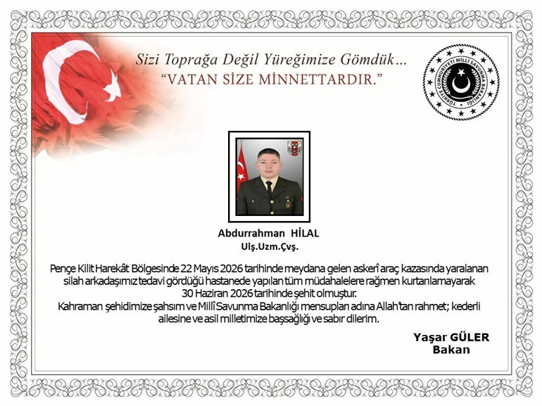 Aksaraya şehit ateşi düştü Kazada yaralanan uzman çavuştan acı haber