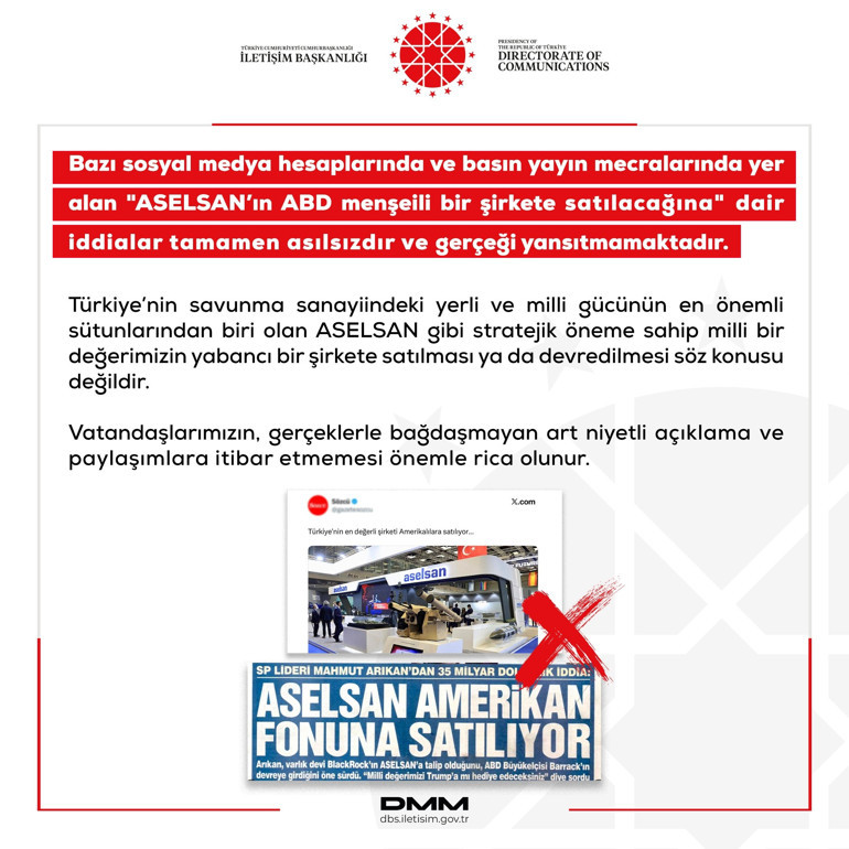 ASELSAN’ın ABDli şirkete satılacağı iddiası asılsızdır