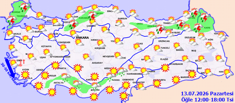 İşte 13 Temmuz 2026 hava durumu raporu...