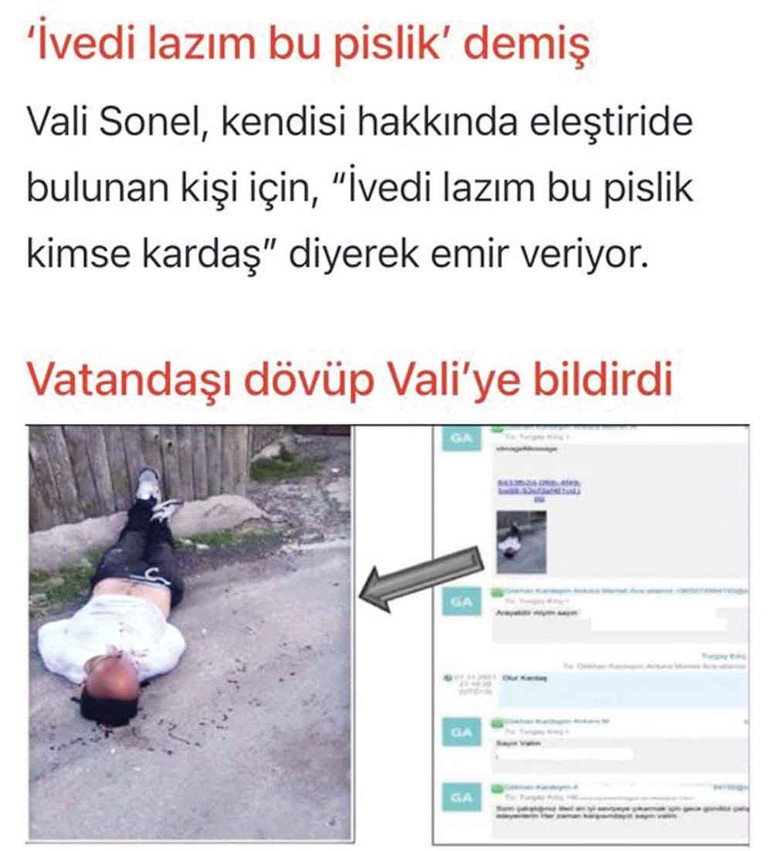  Valiyi eleştirene kanlı baskın