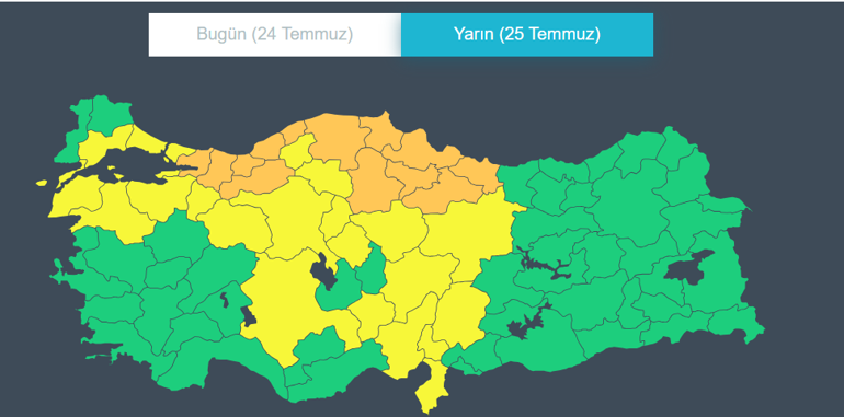 Yarına dikkat Çok kuvvetli yağış kapıda... 35 il için sarı ve turuncu kodlu uyarı