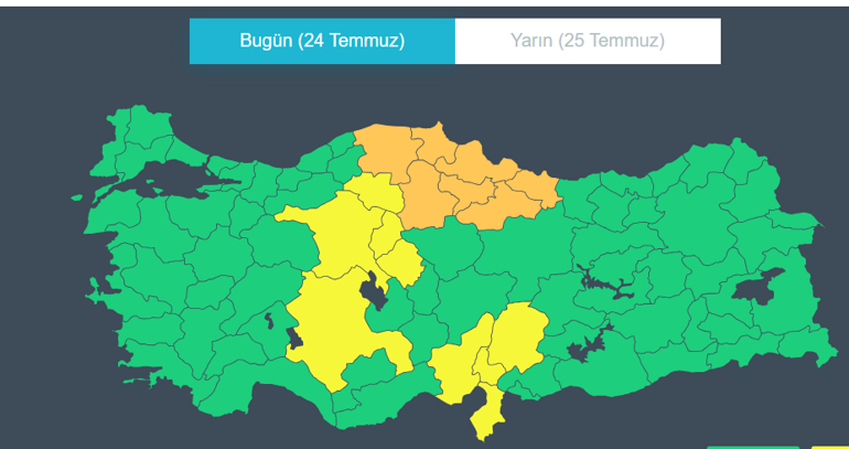 Yarına dikkat Çok kuvvetli yağış kapıda... 35 il için sarı ve turuncu kodlu uyarı