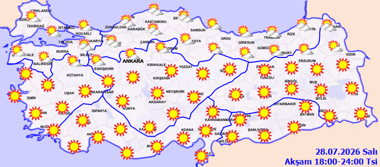 28 Temmuz hava durumu raporu | Hava sıcaklığı 41 dereceye kadar çıkacak, 4 bölgede kuvvetli rüzgar etkili olacak