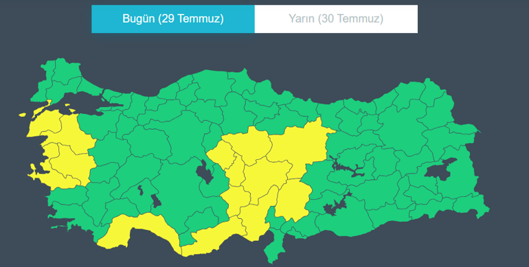29 Temmuz hava durumu raporu | Meteorolojiden 14 il için sarı kodlu fırtına uyarısı Kuzeyde kuvvetli yağış, güneyde kavurucu sıcaklar etkili olacak