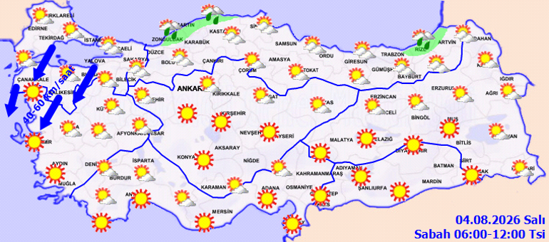 GÜNÜN HAVA DURUMU TAHMİNLERİ İL İL | Bugün (4 Ağustos) hava nasıl olacak İstanbulda yağmur var mı Meteorolojiden 5 ile son dakika sağanak uyarısı