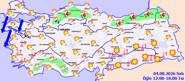 GÜNÜN HAVA DURUMU TAHMİNLERİ İL İL | Bugün (4 Ağustos) hava nasıl olacak İstanbulda yağmur var mı Meteorolojiden 5 ile son dakika sağanak uyarısı