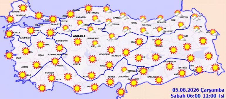 Hava durumu tahminleri il il Meteoroloji tahminleri | Bugün (5 Ağustos) hava nasıl olacak İstanbulda yağmur yağacak mı Meteorolojiden kuvvetli rüzgar ve sağanak uyarısı