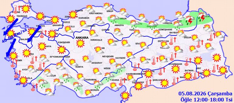 Hava durumu tahminleri il il Meteoroloji tahminleri | Bugün (5 Ağustos) hava nasıl olacak İstanbulda yağmur yağacak mı Meteorolojiden kuvvetli rüzgar ve sağanak uyarısı