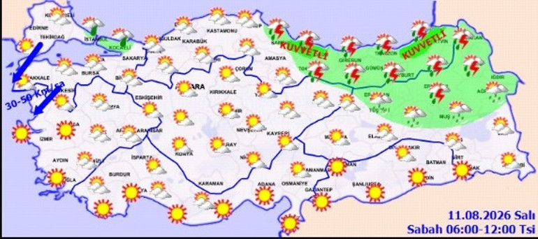 Meteoroloji saat verdi: Gök gürültülü yağış geliyor | Kuvvetli yağış ve rüzgar uyarısı: 2 ilde sarı alarm