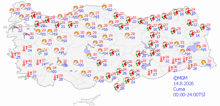 Bugün (14 Ağustos) hava nasıl olacak İstanbulda yağmur var mı Meteoroloji saat verdi İşte hava durumu tahminleri il il |