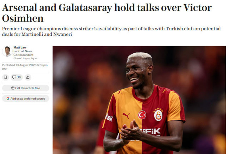 Galatasaray, Arsenal ile masada Osimhenin bonservisi belli oldu