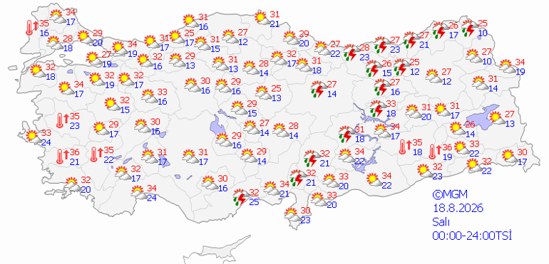 Son dakika sağanak yağış uyarısı Bugün (18 Ağustos) hava nasıl olacak İstanbulda yağmur var mı Meteoroloji hava durumu tahminleri il il yayınlandı