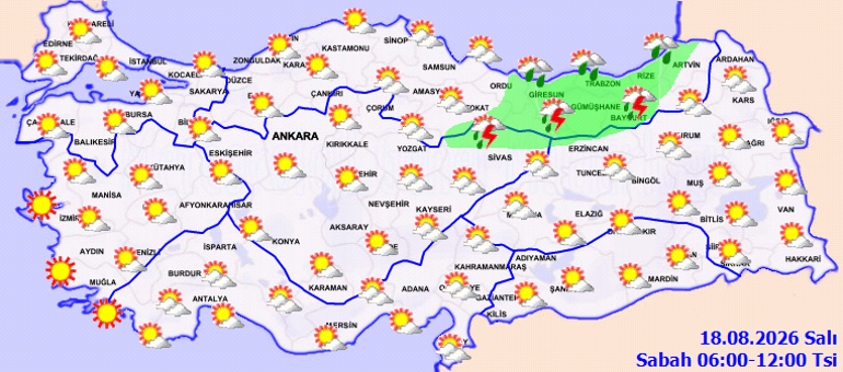 Son dakika sağanak yağış uyarısı Bugün (18 Ağustos) hava nasıl olacak İstanbulda yağmur var mı Meteoroloji hava durumu tahminleri il il yayınlandı