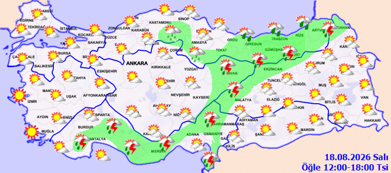 Son dakika sağanak yağış uyarısı Bugün (18 Ağustos) hava nasıl olacak İstanbulda yağmur var mı Meteoroloji hava durumu tahminleri il il yayınlandı