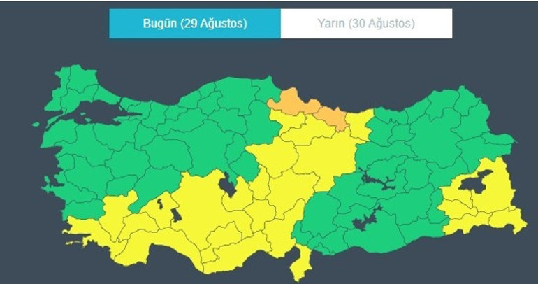 26 ilde sarı ve turuncu alarm Sel, su baskını ve rüzgar uyarısı...