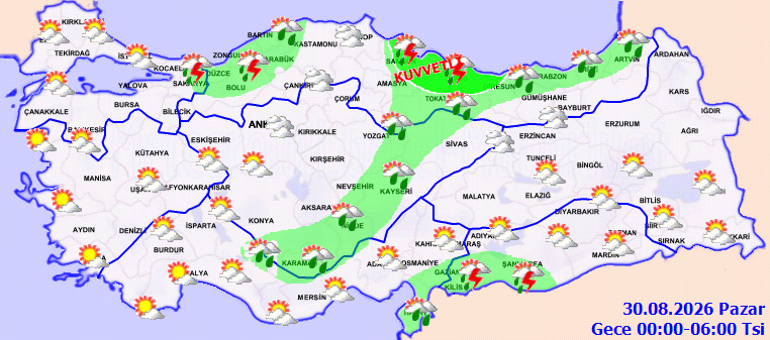 SON DAKİKA HAVA DURUMU TAHMİNLERİ İL İL | Bugün (30 Ağustos) hava nasıl olacak Pazar günü yağmur var mı Meteorolojiden 5 ile kuvvetli yağış uyarısı